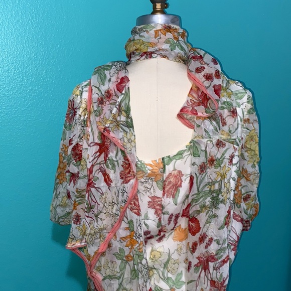 VINTAGE FLORAL SILK BLOUSE, SKIRT & SCARF | 8/10 - Picture 6 of 11